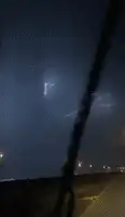 massive lightning strike on highway