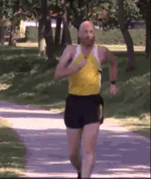 Man running in park