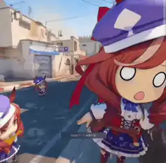 chibi characters running in arabian street