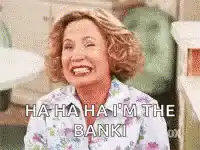 Woman laughing hysterically I'm the Banki