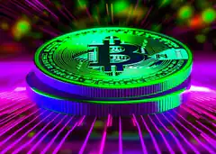 glowing bitcoin coin