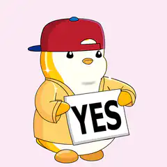 Penguin holding yes signs