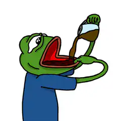 Pepe drinking coffee