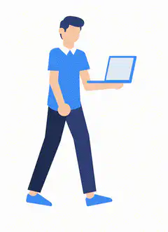 Man walking with laptop