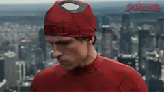 Spider-Man puts on mask