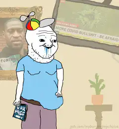 Wojak gets vaccinated and eats a donut
