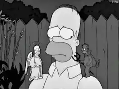 Homer Simpson angel devil shoulder