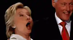Hillary Clinton yawning and laughing