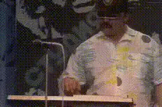 El Chapo dancing at podium