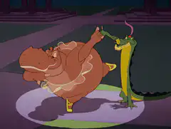 Hippo and crocodile dancing ballet