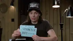 Wayne's World sphincter boy sign
