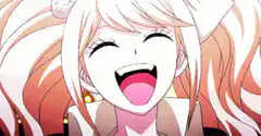 Monika winking and laughing