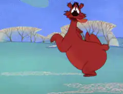 Winnie the Pooh dancing in snow