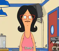 Linda Belcher raises arms to show armpit hair