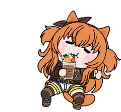 chibi fennica eating parfait