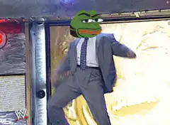 Pepe in a suit dancing