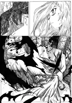Manga girl with long hair and dark wings