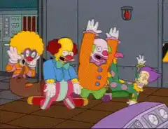 Simpsons clowns react in shock