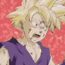 Gohan screams and powers up