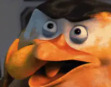 Pingu eating a sausage