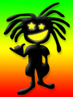 Black stick figure with star eyes and dreads