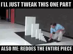 Man knocks over dominoes and runs away