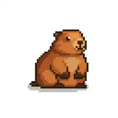 Pixel art brown bear sitting