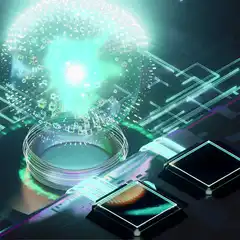 Futuristic hologram and cryptocurrency