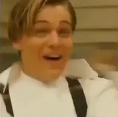 Leonardo DiCaprio laughing then screaming black cat