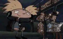 Arnold listening to music on the bus