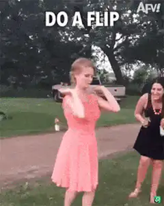 Woman does a flip and falls