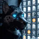 Cyberpunk Dog with Glowing Eyes
