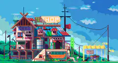 Pixel Art Shop Building