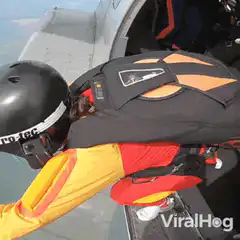 Skydiver jumps out of plane