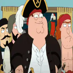 Peter Griffin as a pirate singing