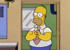 Homer Simpson adjusting his tie
