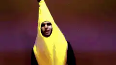 Man in banana costume dancing