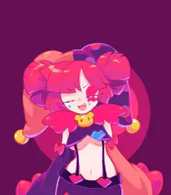 Smiling anime girl with red hair