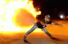 Man breathing fire