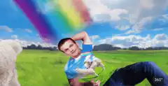 Man riding llama with cat and ethereum