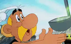 Obelix drinks magic potion