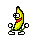 pixel art banana character jumping