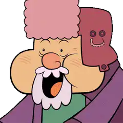 Man eating beans with a face on his hat