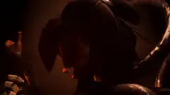 Chica's eyes glow and explode