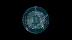 Bitcoin hologram with scanning lines