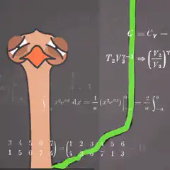 Crying cartoon bird with math equations