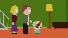 South Park kid with helmet shocks dad