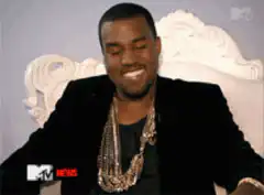 Kanye West laughing then serious