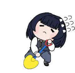 chibi girl shoveling dirt