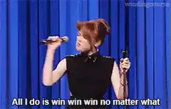Woman singing win win win